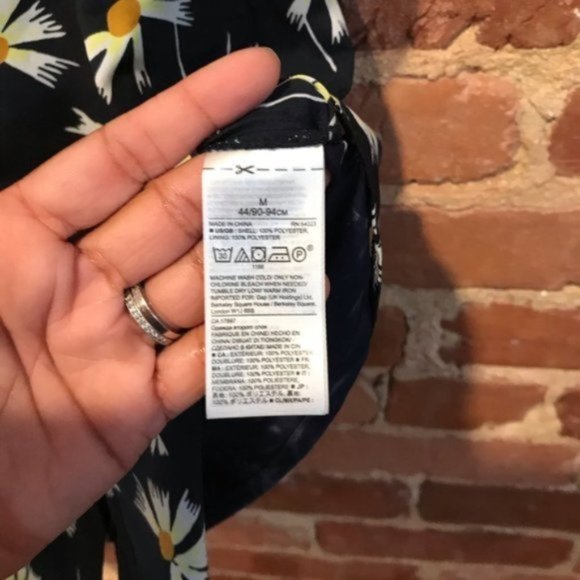 Banana Republic Daisy Print Knee-Length Shirt Dress Medium Mandarin Collar - Picture 4 of 7